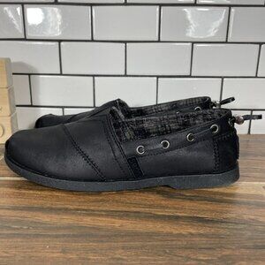 Skechers BOBS Chill Luxe Buttoned Up Womens Size 7 Shoes Black Comfort Flat